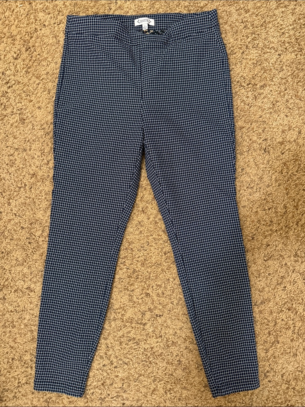 Black Micro-Check Slim Stretch Pants